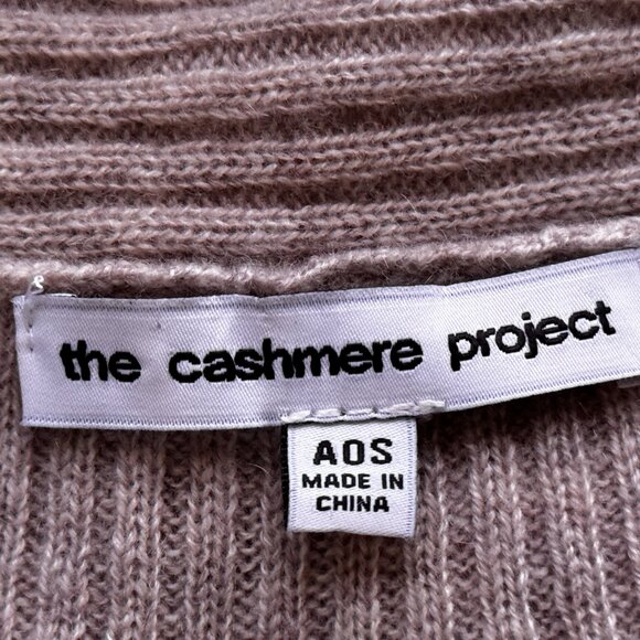 The Cashmere Project AOS One Size Poncho Oatmeal Cowl Neck Rib Knit - Picture 4 of 7